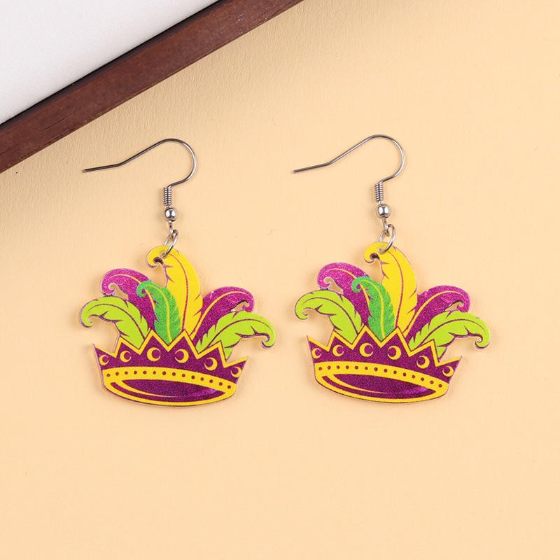 Boucles d'oreilles Masque Boucles d'oreilles Confortables en Acrylique Boucles d'oreilles Couronne Intriquées Pour Fête de Carnaval Célébration de Festival Femme