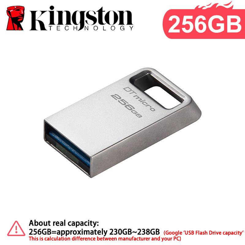 Kingston Stick Memorie Mini USB 3.2 128GB Metal Pendrive 64GB 256GB DTMC3G2 Unitate Flash USB Citire 200Mb/s U Disc Auto Argintiu Ultra-Mic