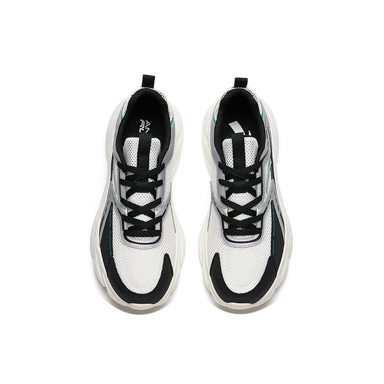 Anta Running Collection Slip Resistant Abrasion Resistant Low Top Running Shoes Men's White Black Green 112225573-1