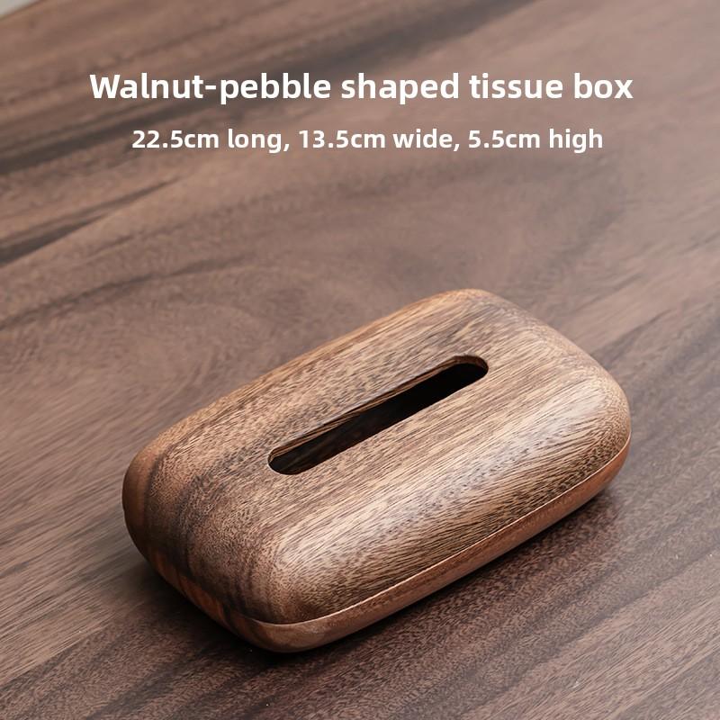 Walnut Tissue Box Cover - Modern Vintage Design, Premium Wood, for Desk & Bathroom Decor. Easy Refill, Polished Finish