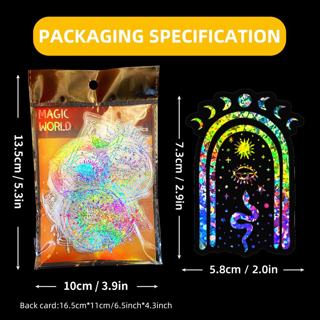 100 Pcs Colorful Laser Magic Pet Stickers Aesthetic For Diy Guitar Scrapbooking Suitcase Water Bottle Phone Laptop Skateboard