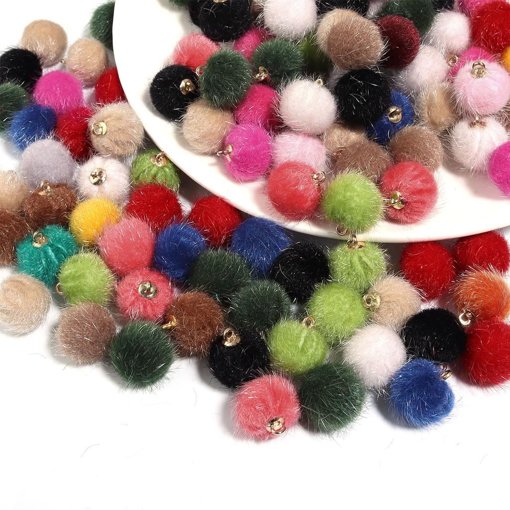 20Pcs Plush Ball Charms Bead Multicolor Imitation Horse Hair Pom Poms Strap Pendant for DIY Making Earring Jewelry Accessories