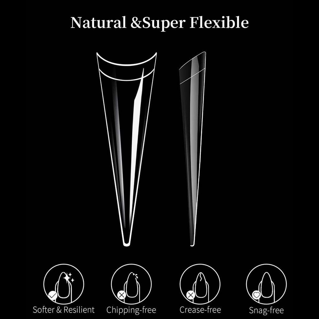 240pcs XXL Stiletto False Nails Press On Acrylic Nail French Half Cover Gel Tips Fake Tips Manicure Supplies DIY Extension Tools