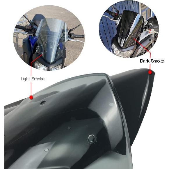 For MT07 FZ07 Windshield for 2018 2019 2020 Yamaha MT FZ 07 Windscreen Flyscreen Wind Deflector Shield Visor Motorcycle Accessories (Dark Smoke)