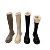 Kleine lange Schaft Ritter Langstiefel Damenschuhe 2025 neu Herbst und Winter gefütterte verdickte Baumwollschuhe weiße Schneestiefel
