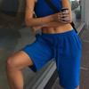 European and American-Style Elastic High Waist Outer Wear Slim Looking Blue Shorts