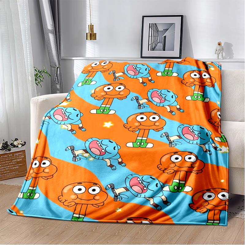 The Amazing World of Gumball Print Flannel Throw Blanket Soft Warm Cartoon Bed Sofa Cover for Kids Bedroom Home Decor Gift