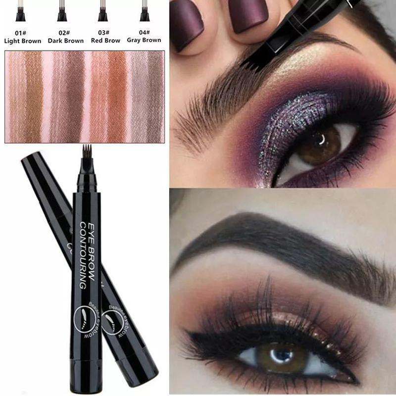 Waterproof 4 Point Liquid Eyebrow Pencil Eyebrows Pen Eyebrow Tattoo Waterproof Liquid Black Eye Brow Makeup Pencil Microblading
