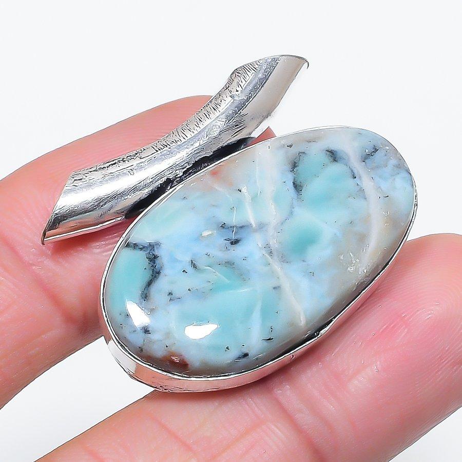 

Natural Larimar Gemstone Handmade 925 Sterling Silver Jewelry Pendant 1.10 D9H43