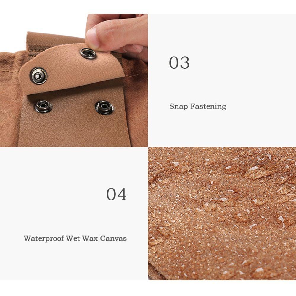 Collapsible Canvas Storage Bag PU Leather Outdoor Foraging Bag Garden Picking Pouch  Tool Storage