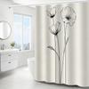 Floral Shower Curtain, Artistic Black & White Flowers, Polyester, Machine Washable with Hooks