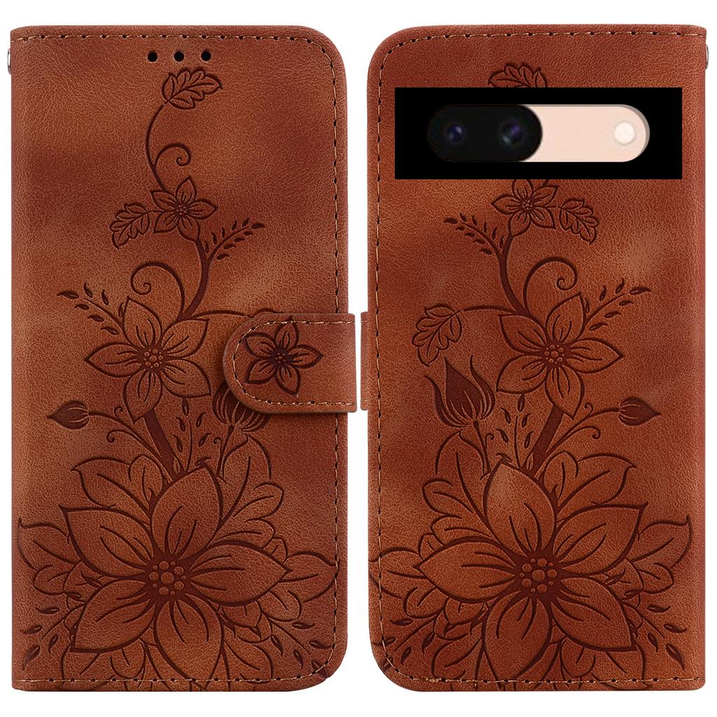 For Google Pixel 8a Case Flower Imprint Leather Foldable Stand Phone Wallet Cover