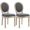Dining Chairs, Set of 2, Louis XVI Medallion, Linen-Effect Upholstered Seat and Back, Grey