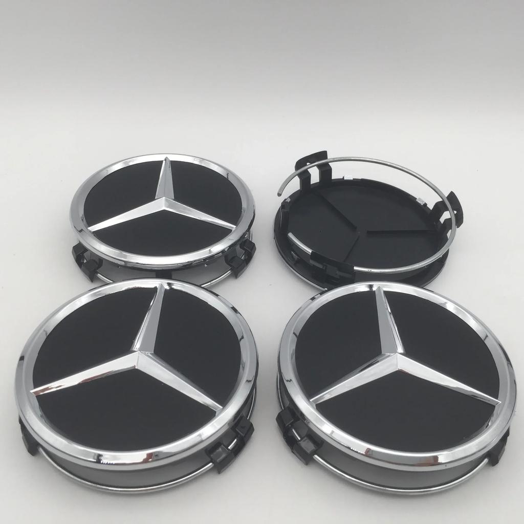 För Mercedes Benz 4 st 3D 75 mm För Mercedes Benz AMG Bil emblem Fälgnav Mittkåpa Märke skydd klistermärke Dekaler Styling accesso