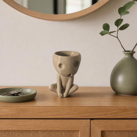 Cute Ghost Planter, Resin Sitting Figure Flowerpot, Novelty Glow-in-The-Dark Plant Pot for Succulents Cacti Small Houseplants