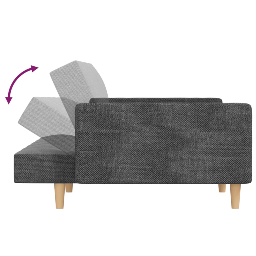 Vidaxl 2-Seater Sofa, 2 Cushions, Light Grey, Fabric Upholstered