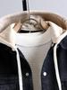 Men's Trendy Velvet-Lined Denim Hooded Jacket for Youth - Winter Warmth
