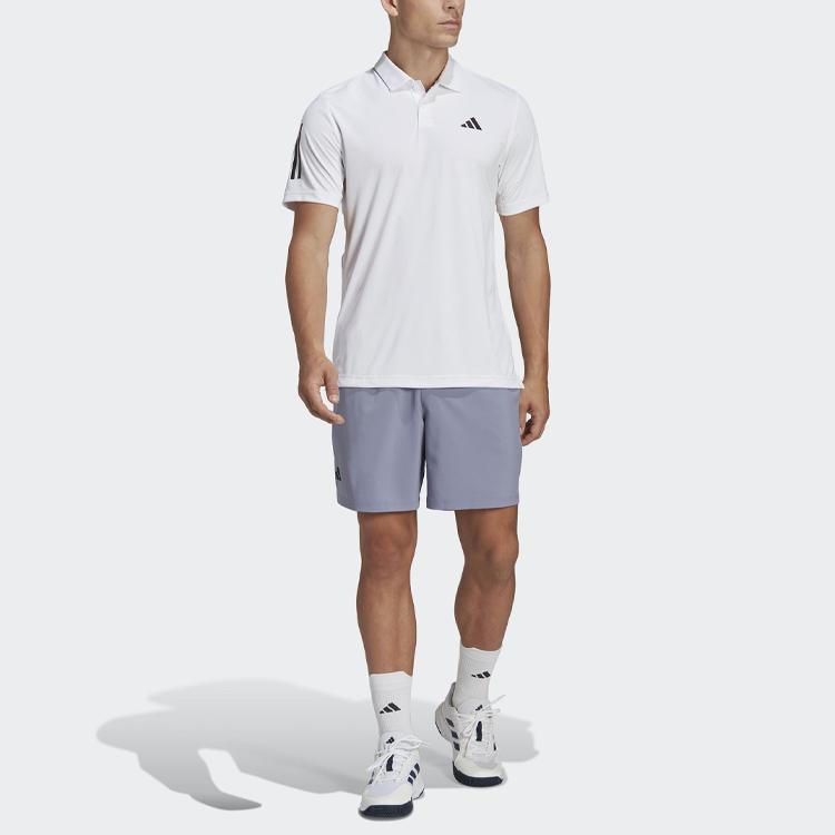 adidas Club Three Stripe Logo Short Sleeve Polo Shirt Men Tops White HS3268