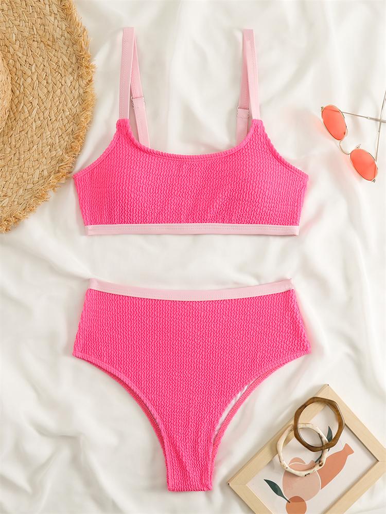Bikini Damskie Kostium Kąpielowy Wysoki Stan 2024 Nowy Jednolity Zestaw Bikini Seksowne Stringi Strój Kąpielowy Dwuczęściowy Letni Strój Plażowy Kostium Kąpielowy Damski