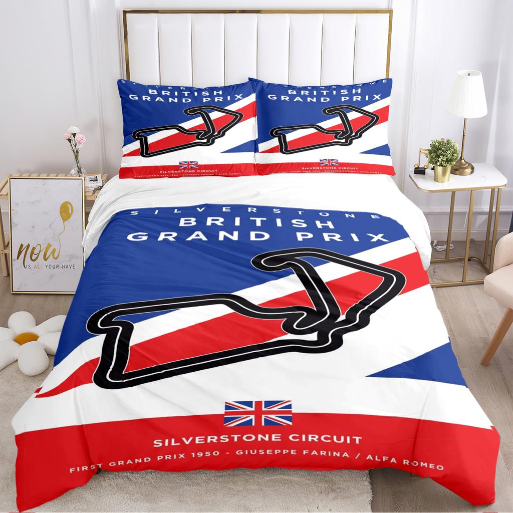 F1 International Track Duvet Cover Comforter Bedding Set Soft Quilt Cover and Pillowcases for Teens Boy Single/Double/Queen/King