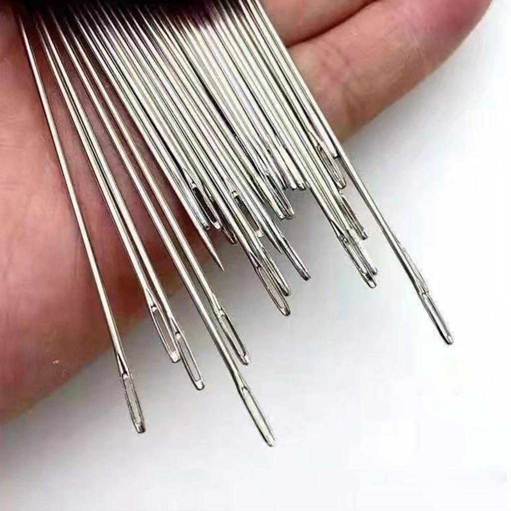 Großes Nadelset mit Öhr und Faden, Big Nose Stahlnadel-Set, Wiederverwendbares DIY Basis-Nähset für Bastel- und Nähproduktion