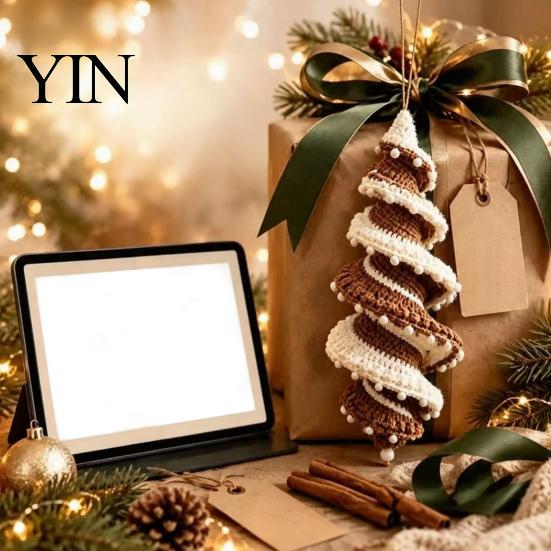 Festive Handmade Ornaments Christmas Ornament Crochet Kit, DIY Spiral Tree Starter Xmas Relaxing Crafting Hobbies Craft Kit for Holiday Home