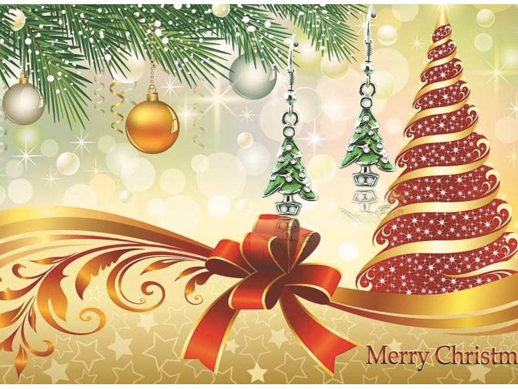 2018 Green Drip Oil Alloy Christmas Tree Earrings - European & American Style, Women's Long Exquisite Design