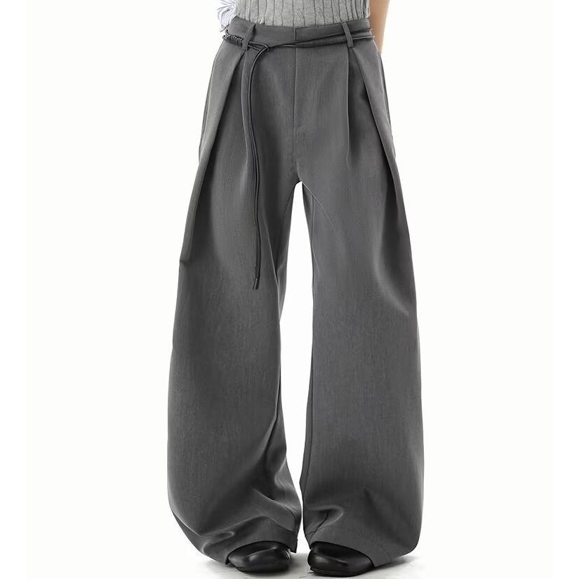 Skinny Trendy Men's Loose Trousers Straight-leg Trousers Handsome Casual High-end Versatile Trousers Anti-wrinkle and Non-ironing Slightly Wide-leg Tr