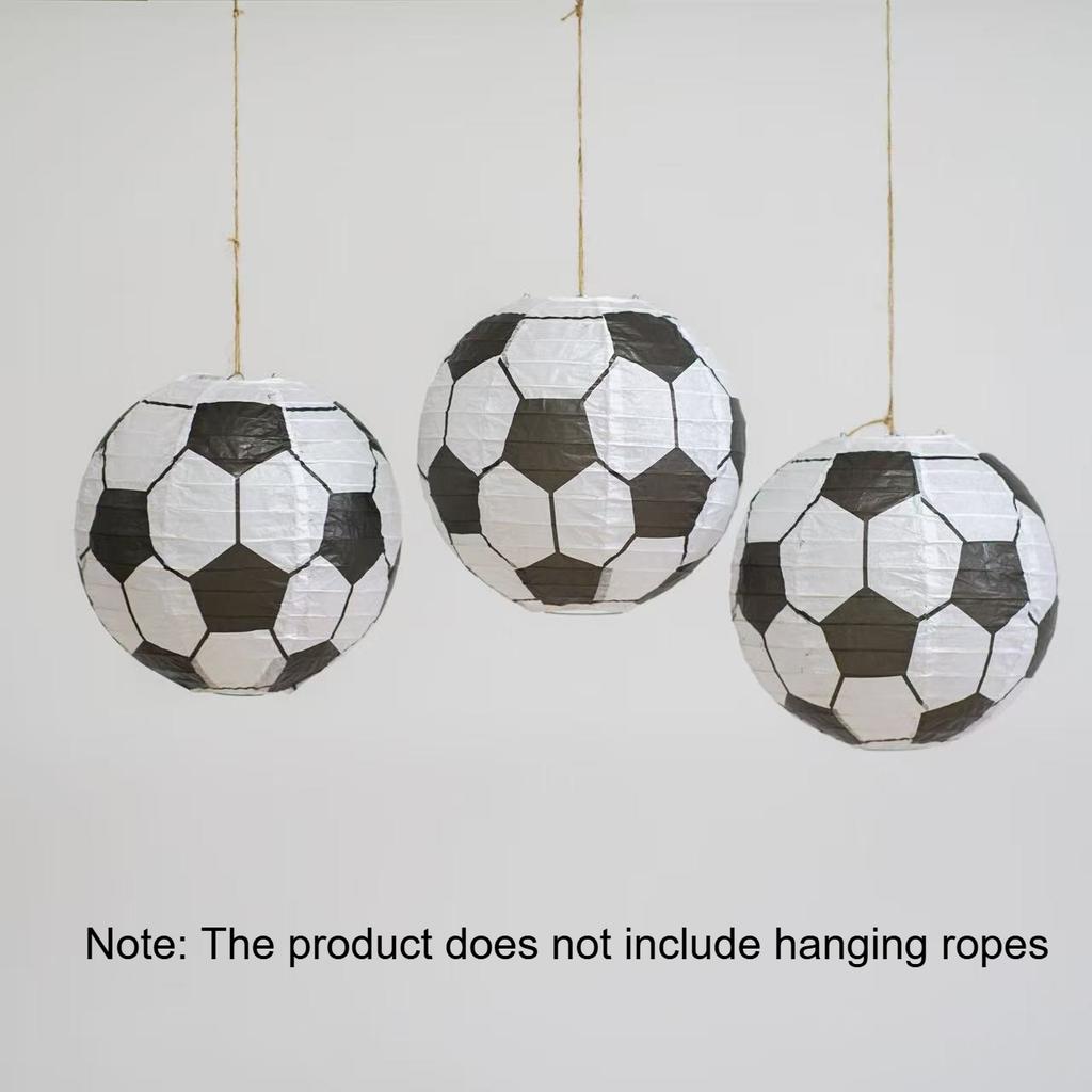 3/6pcs Football Themed Paper Lanterns Hanging Decor, Sports Theme Classroom Wall & Backdrop Decoration for Birthday Game Day