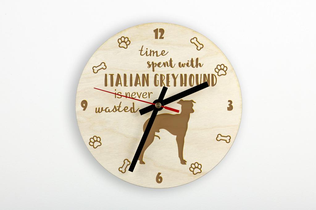 İtalyan Tazısı, İtalyan Tazısı - köpekli saat, ahşap oymalı saat, Art-Dog tarafından kişiselleştirilmiş saat