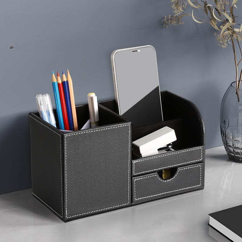 Double Desktop Pen Holder Stationery Holder Pencil Cosmetics Organizer for Desk Office School Storage Case Accessories