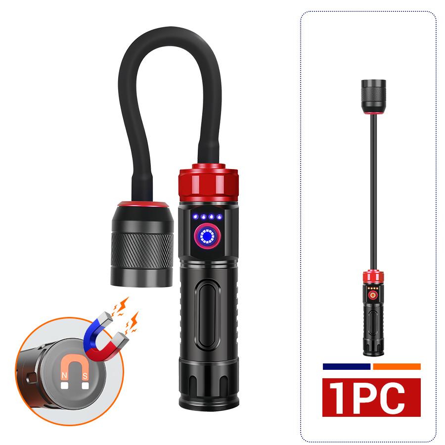 Super Bright LED Flashlight USB Rechargeable Telescopic Zoom Spotlight Tail Magnetic Waterproof Work Light External Battery