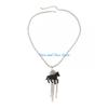 HX6F Playful Horse Pendant Necklace With Elegant Tassels Detail Great Gift For Her Round Bead Neck Chain Jewelry