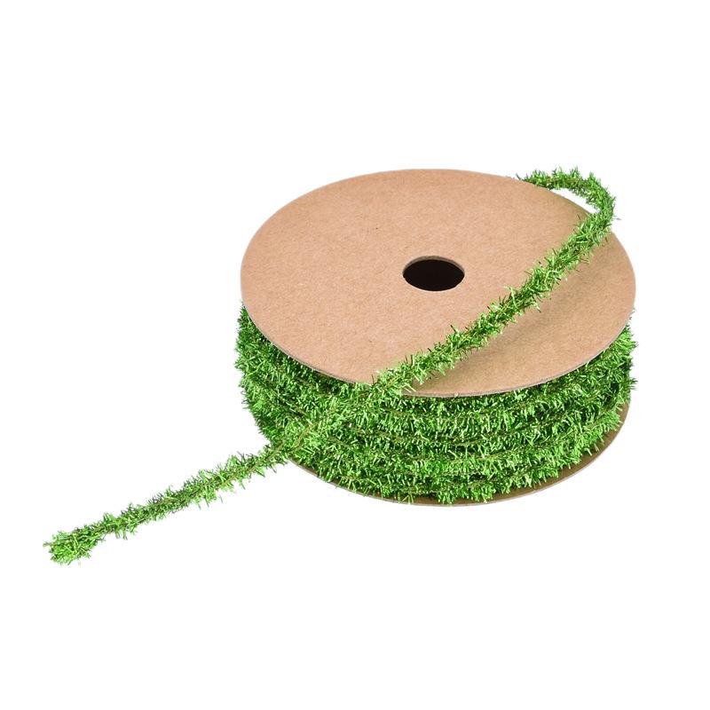 Christmas tree gift packaging beard top ribbon decoration, golden onion wool Christmas latte webbing 10 yards/roll