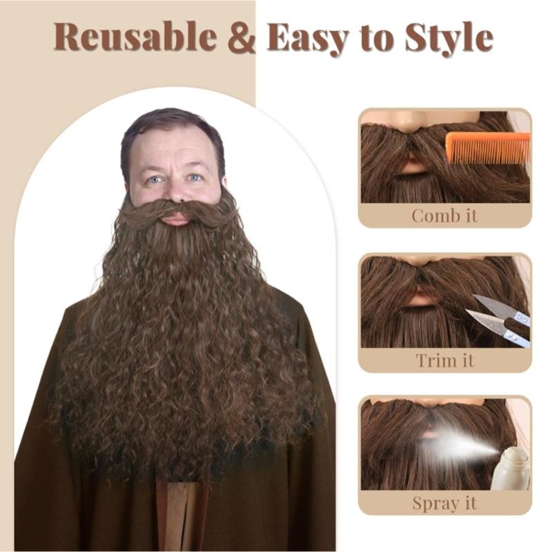 Halloween Party Fake Beard,Funny Fake Mustache Beard for Cosplay Supplies,Costume Party Realistic False Facials Hair