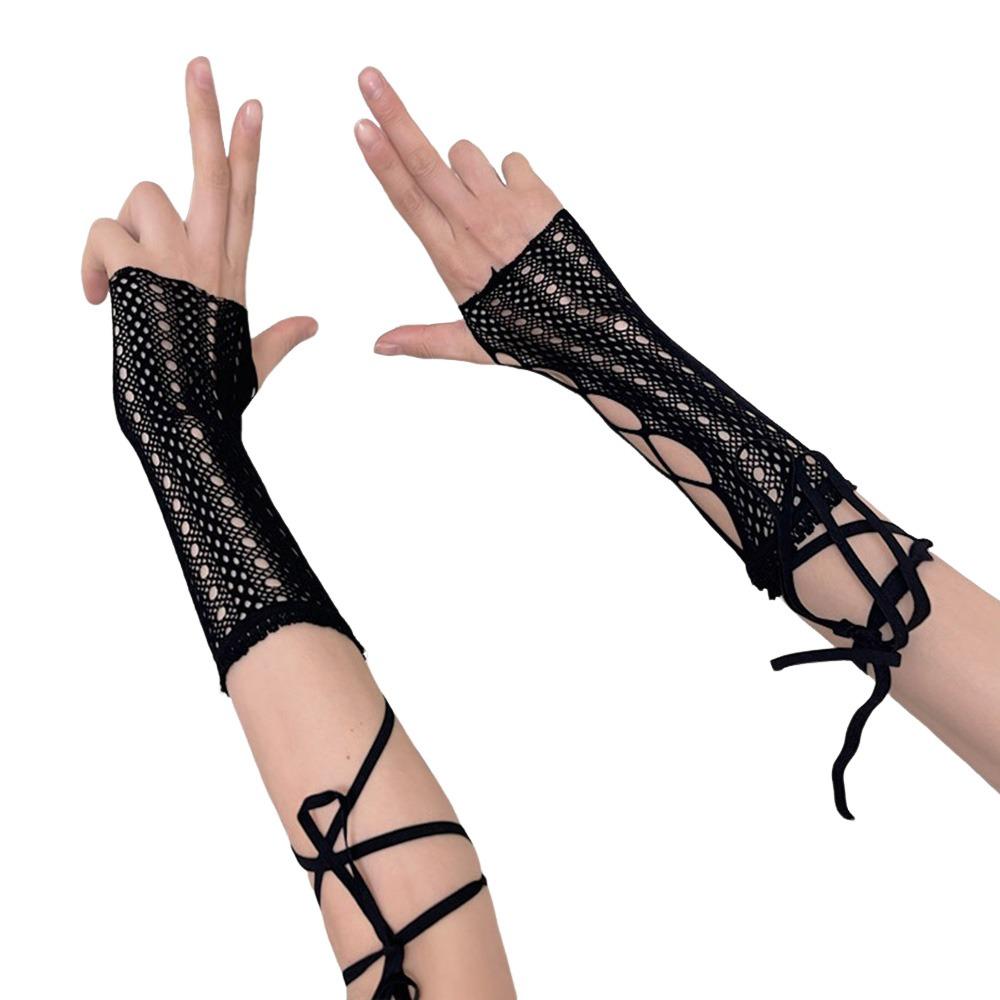 

Retro Lace Punk Lace Hand Sleeves Y2k Strap Fingerless Gloves Clothing Decorate Accessories чёрный