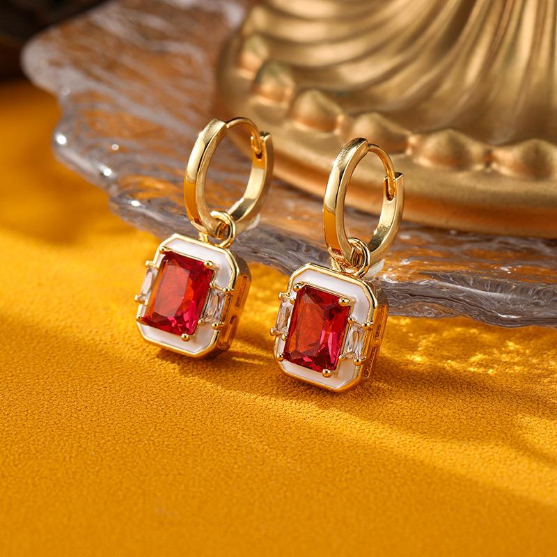 New Design Retro Minimalist Earrings Fashionable And Elegant Accessories Drop Glaze Red Earrings New 's Gift