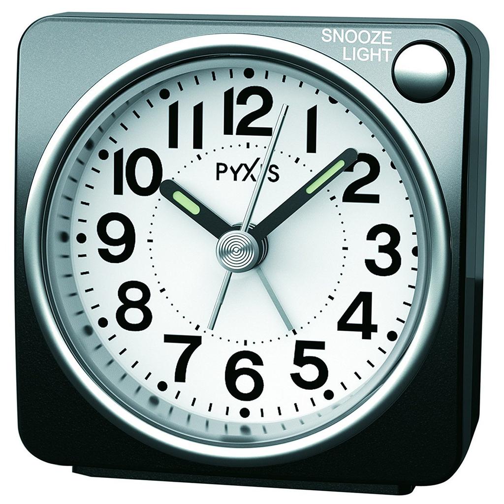 Seiko PYXIS NR437K Analog Alarm Clock in Black Metallic