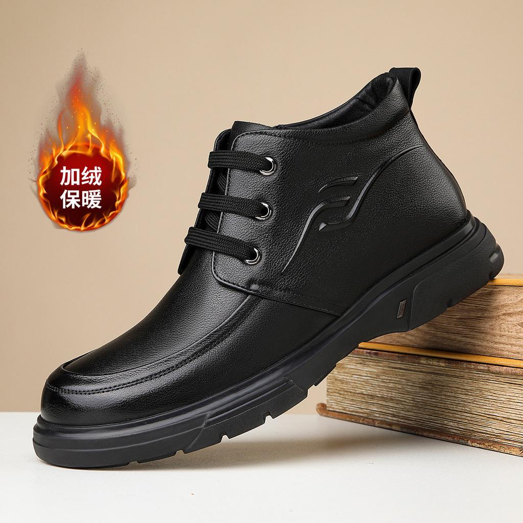 2025 Autumn and Winter Casual Men's Snow Boots Warm and Cold-proof Men's Boots First Layer Cowhide British Style Business Casual Boots