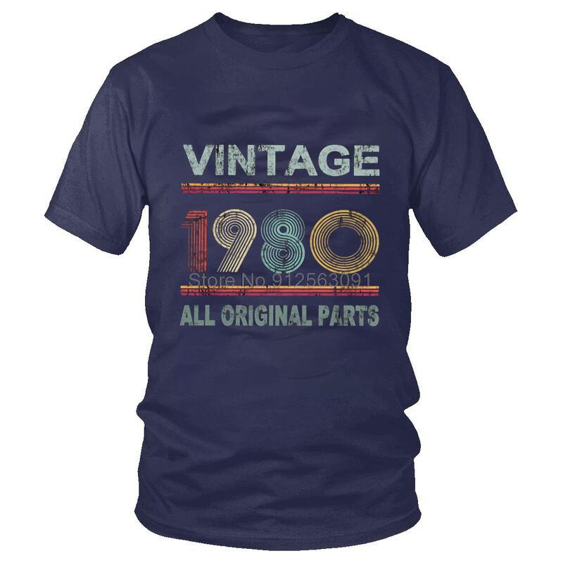 Male Vintage Born In 1980 TShirt Novelty All Original Parts 41 Years Old 41th Tshirt Short Sleeve Cool T Shirt Cotton Tee Tops