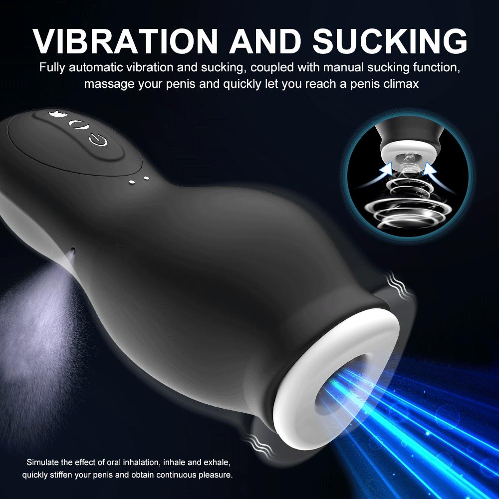 Automatický sací stroj pro muže Orální vaginální vibrátor na penis Sexuální hračka pro muže Stroj na kouření s masturbačním pohárkem