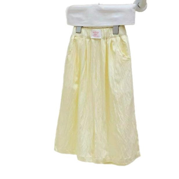 2025 Summer Girls' Korean Style Outfit: Sweet Bow Print Top & Crinkled Pants