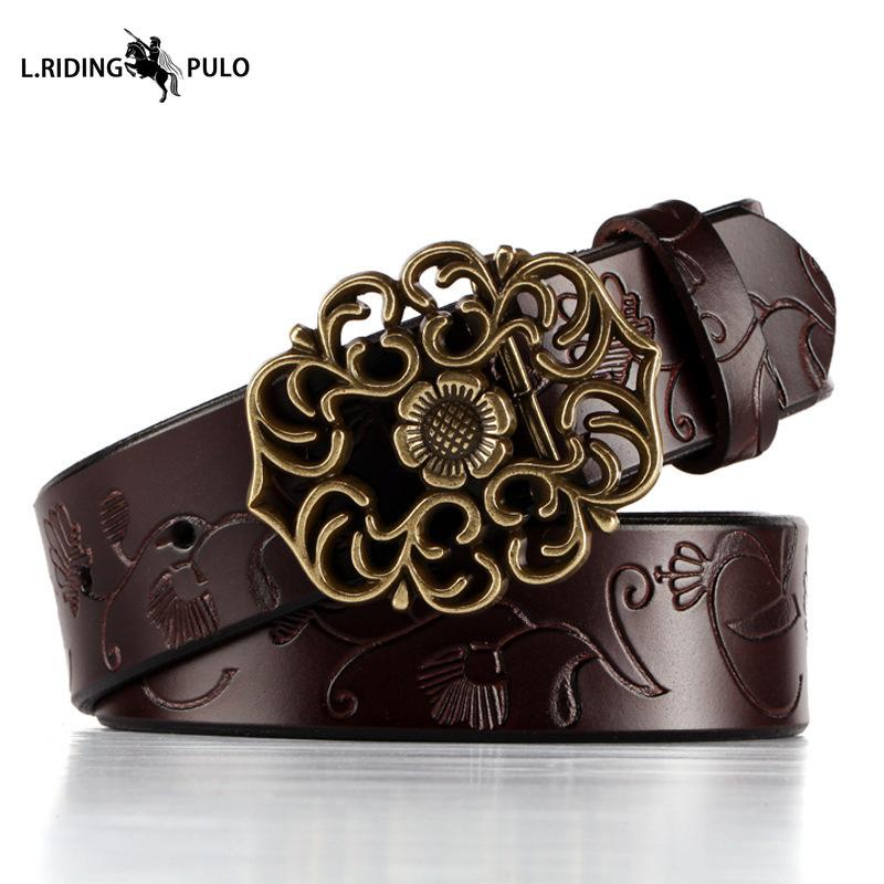 Vintage pásek z hovězí kůže Etnický styl Džíny Pravá kožená opasek Dámská móda Univerzální Dámský opasek