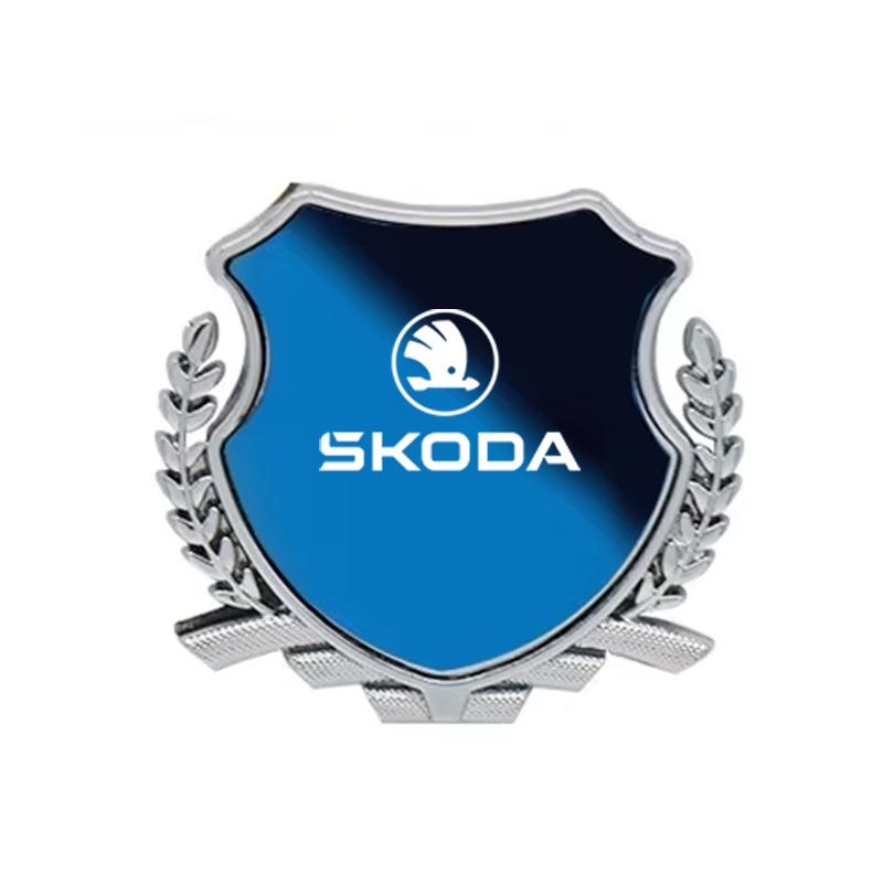 AER1 Metal Car Sticker Emblem Exterior Bodywork For Skoda Octavia Kodiaq Fabia Superb Karoq Yeti Rapid Vrs Accessories Key Case
