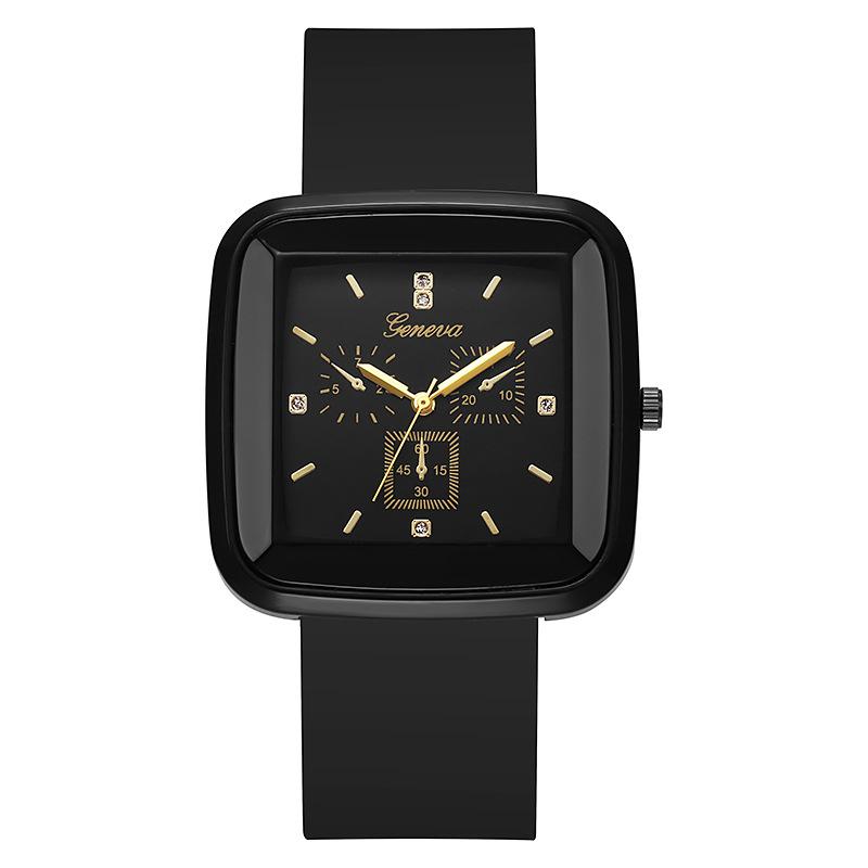 

Женские силиконовые спортивные студенческие кварцевые часы с квадратным циферблатом наручные часы чёрный