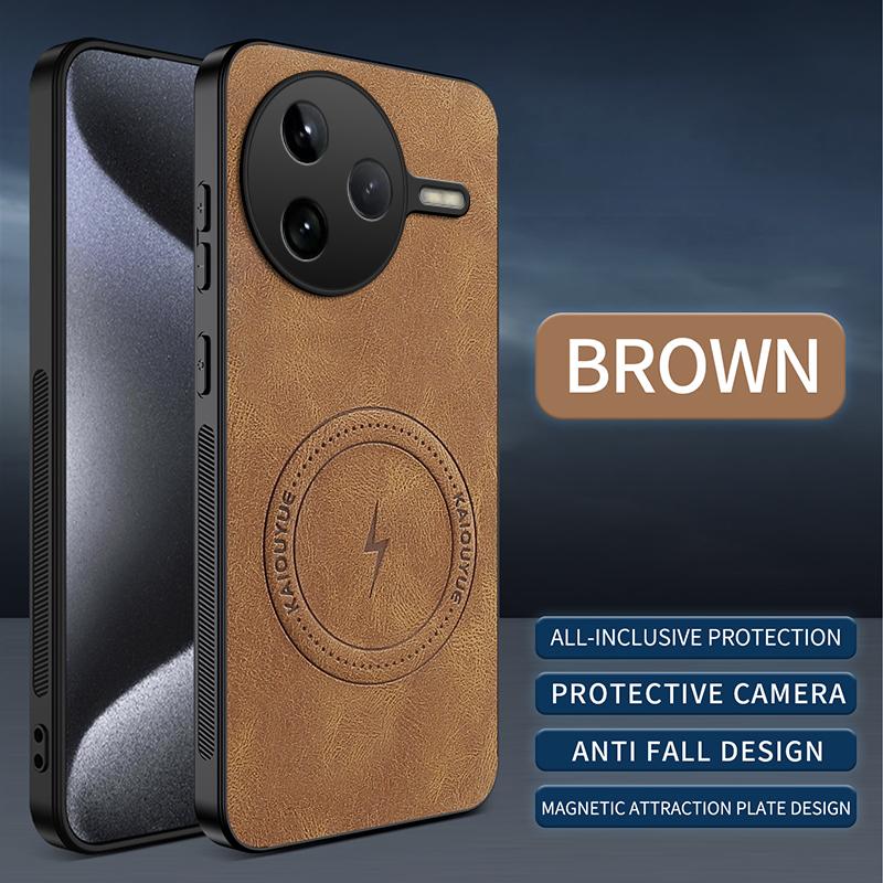 Luxury Magnetic Leather Case For Xiaomi Mi POCO X7 Pro M7 Pro F7 F8 Pro Ultra Magsafe Plain Protection Shockproof Cover