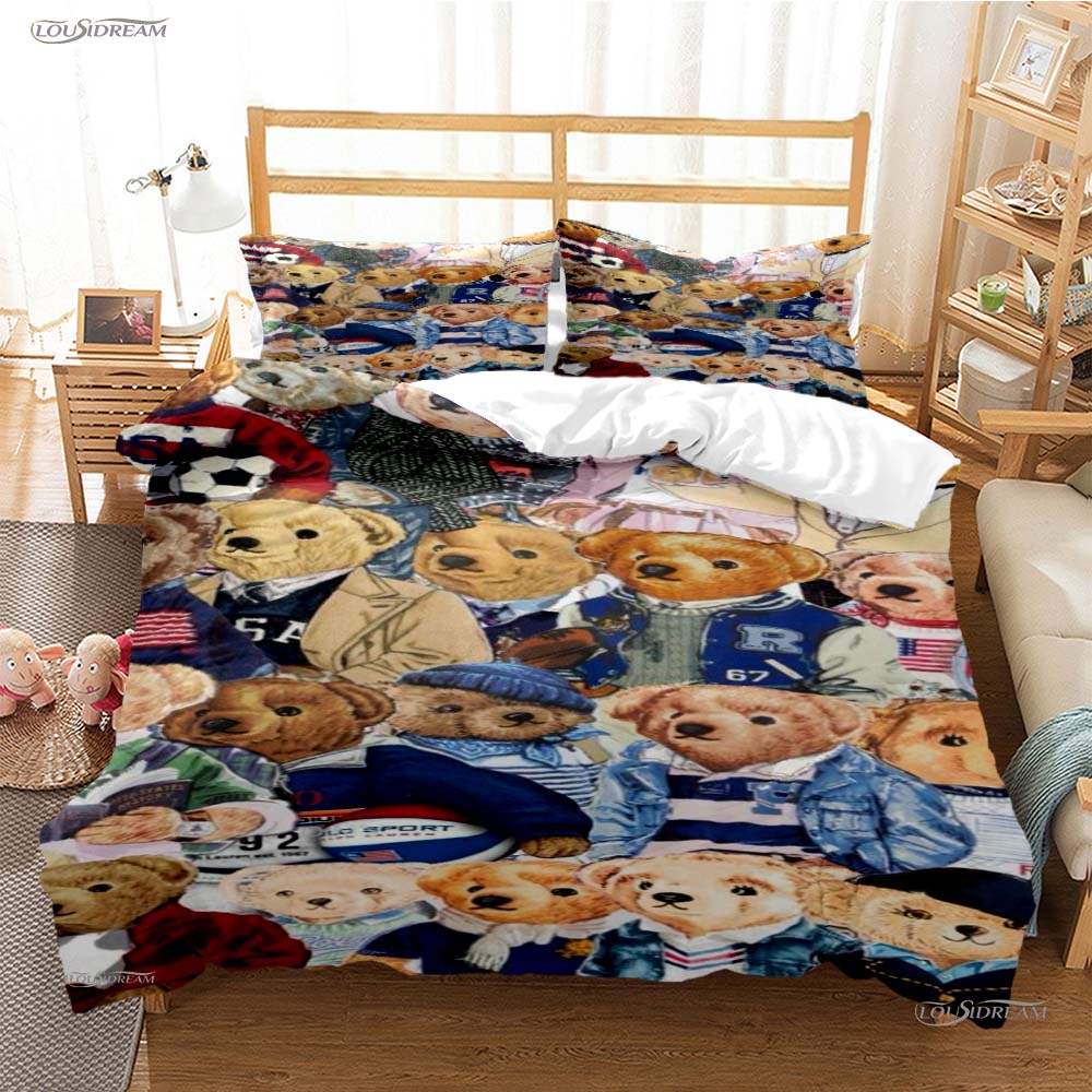 Fashion Bear Casal All Season Duvet Cover Comforter Bedding Set Soft Quilt Cover and Pillowcases Teens Single/Double/Queen/King
