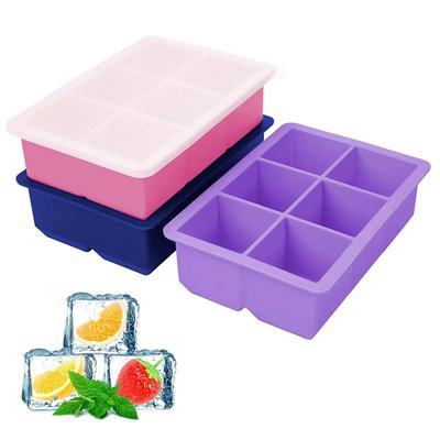 Ice Cube Tray with Lid Silicone Molds Square Large Ice Cube Mold for Whiskey Freezer Containers Cocktails Easy Release BPA Free