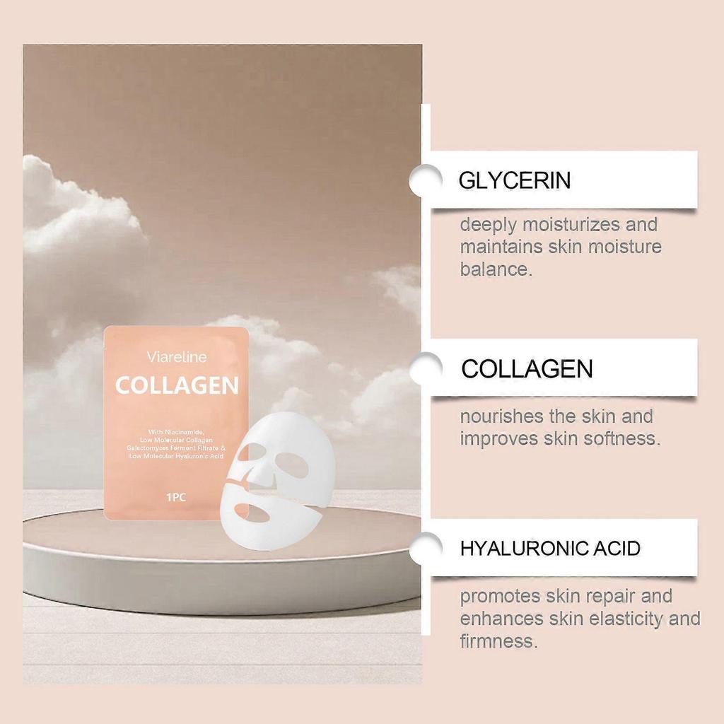 Limited time!!Viareline Collagen Moisturizing And Hydrating Mask Is A Gentle Moisturizing And Softening Facial Mask That Is Clear And Translucent
