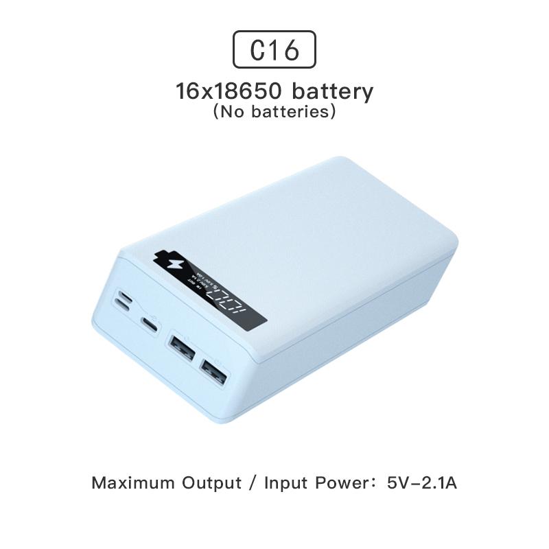 C16N Odnímateľný QC3.0 PD LCD displej Urob si sám 16x18650 puzdro na batériu Puzdro na batériu Power Bank Shell 5W/10W bezdrôtový nabíjací box bez batérie